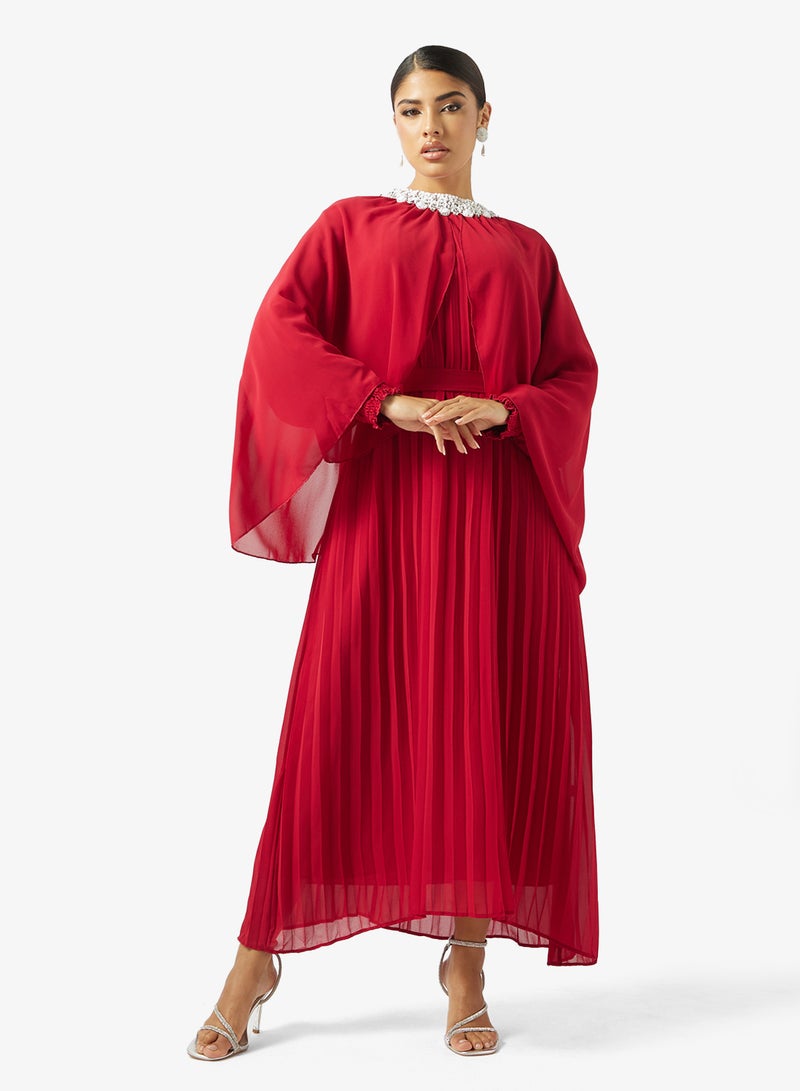 Khizana Cape Dress With Embellished Neck - Image 1